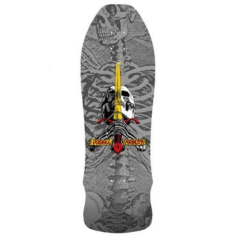 Powell Peralta Reissue Skateboard Deck - GeeGah Skull & Sword Silver 9.75"