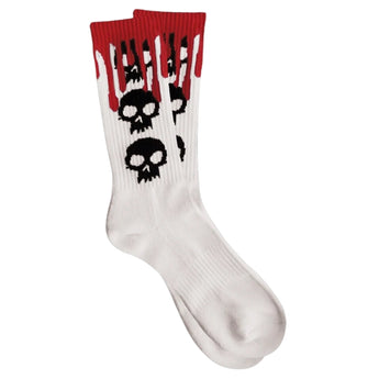 Zero Socks 3 Skull Blood Crew White