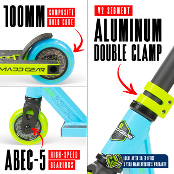 Madd Gear Kick Pro-X Kids Stunt Scooter - Teal/Green