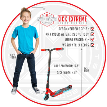 Madd Gear Kick Extreme 20 Freestyle Stunt Scooter - Red/Blue