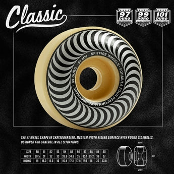 Spitfire Classic Swirl F4 99D Skateboard Wheels - Silver