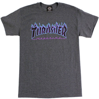 Thrasher Flame Logo T-Shirt Dark Heather Grey